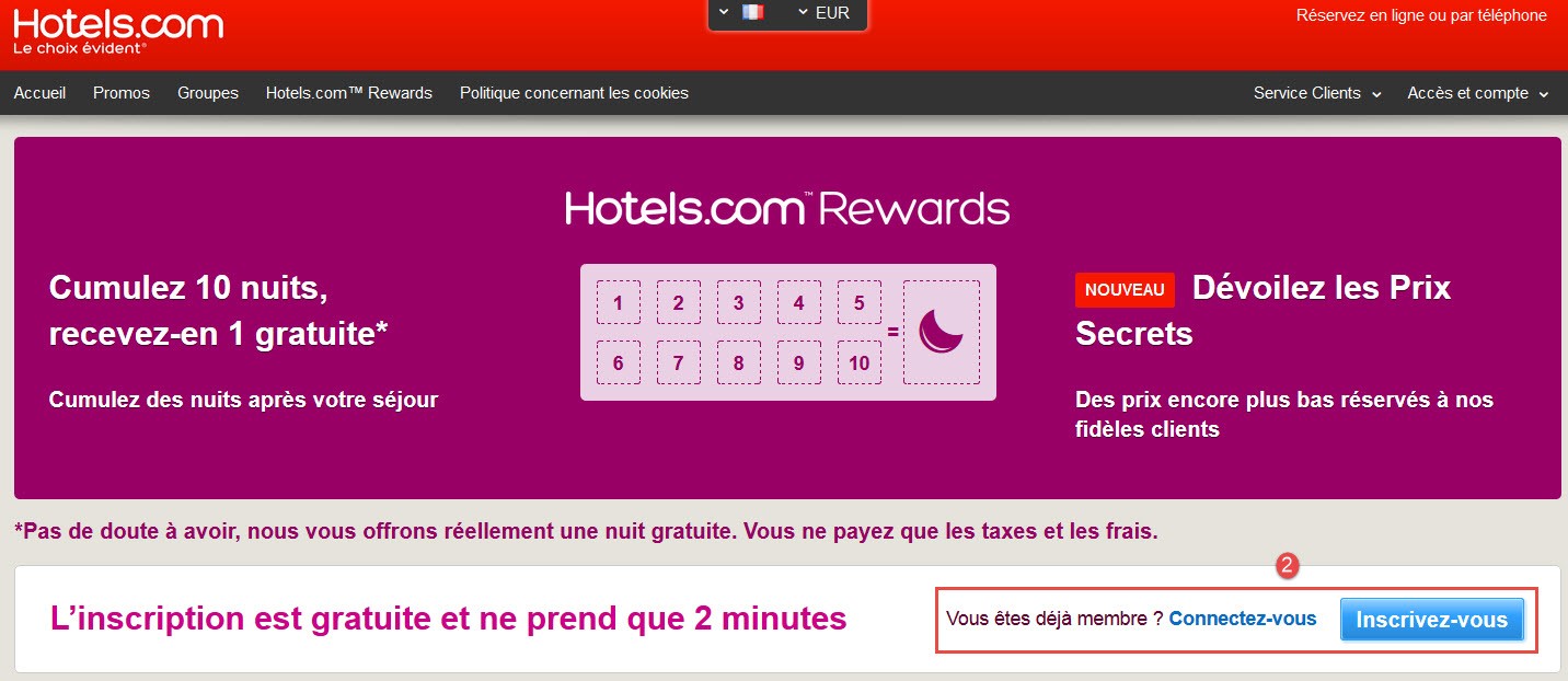 Inscription programme fidelité hotels.com Inscription programme fidelité hotels.com