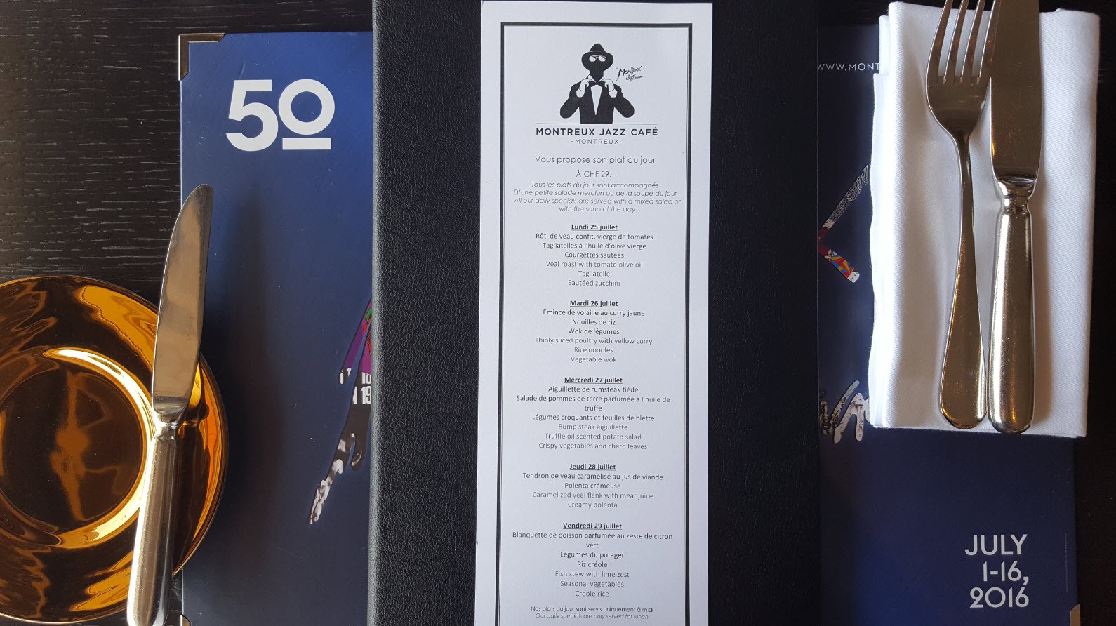 Menu dejeuner Montreux Jazz Cafe Menu dejeuner Montreux Jazz Cafe