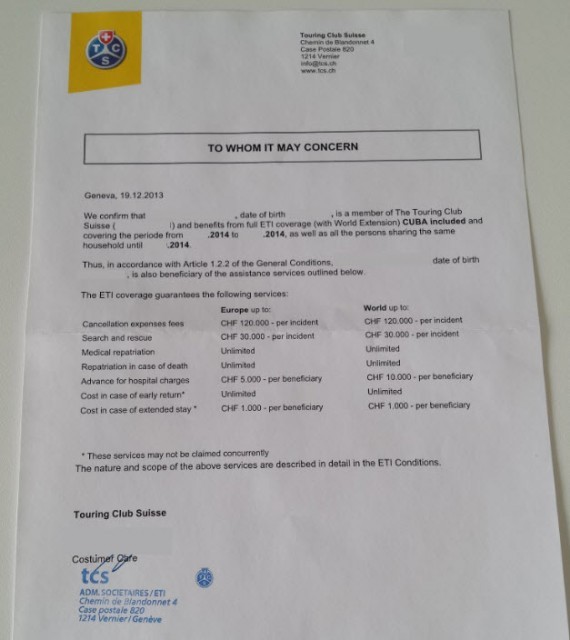 Certificat assurance Cuba Certificat assurance Cuba