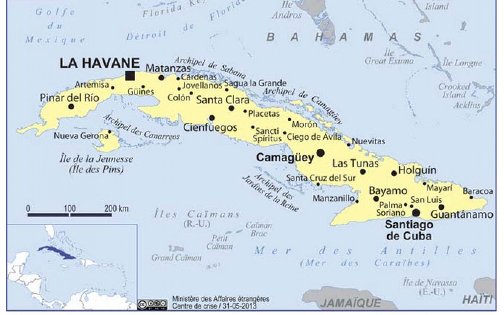 Камагуэй на карте Кубы