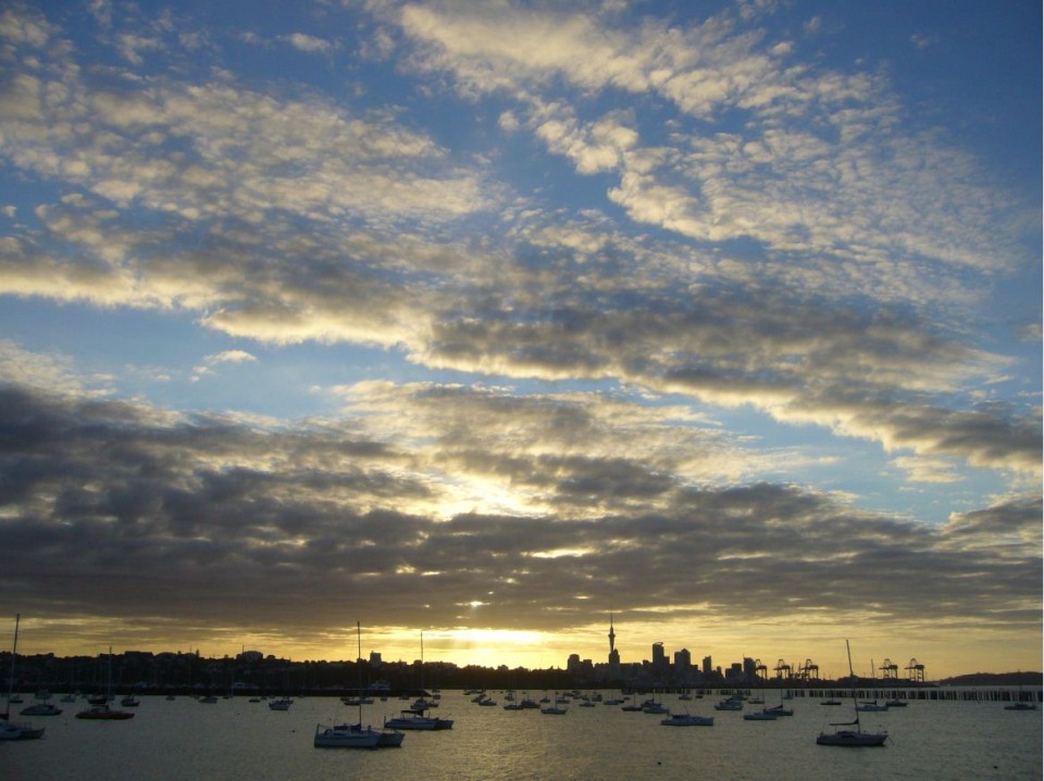 Coucher de soleil sur Auckland