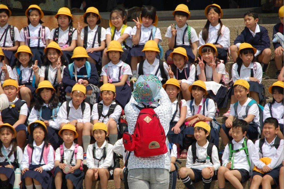 Les écoliers en visite à Nara